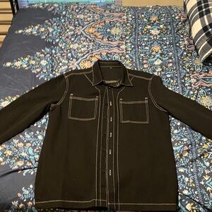 Men's Black Jacket with White Stitching